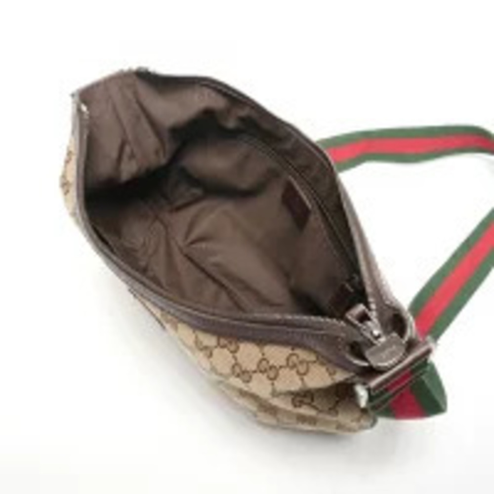 Gucci GG Canvas Half Moon Shoulder Bag Brown - Picture 12 of 13